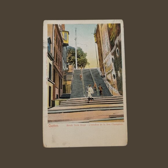 6/$15 Vintage Postmarked 1908 Break Neck Steps Quebec City 1¢ Stamp Postcard - Picture 1 of 3